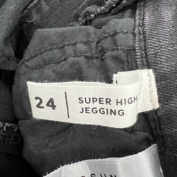 PacSun Size 24 Jeans Super High Rise Jeggings Lace Up Washed Black Stretch - Picture 8 of 9